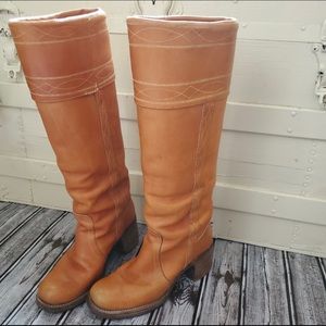 Vintage 70s FRYE Campus Leather Knee Boots, 5.5